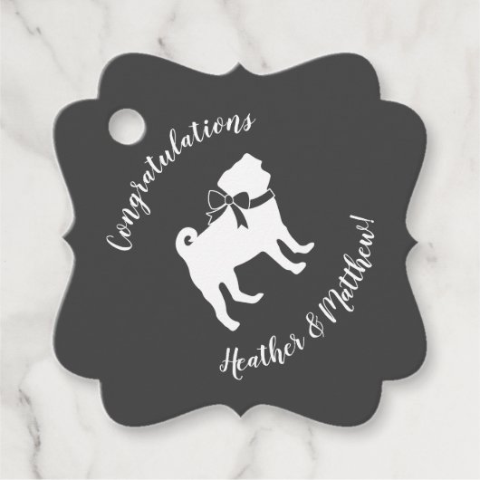 Pug Dog Baby shower Grey Puppy Gender Neutral Bedankjes Labels (Voorkant)