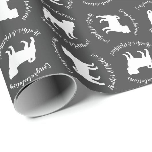 Pug Dog Baby shower Grey Puppy Gender Neutral Cadeaupapier (Rol Hoek)