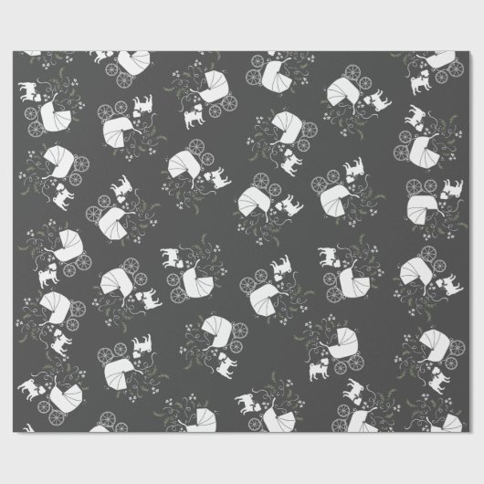 Pug Dog Baby shower Grey Puppy Gender Neutral Cadeaupapier (Vlak)