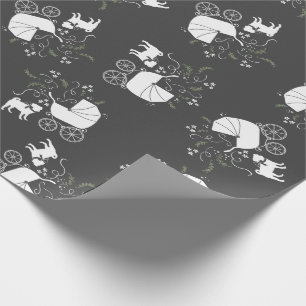 Pug Dog Baby shower Grey Puppy Gender Neutral Cadeaupapier