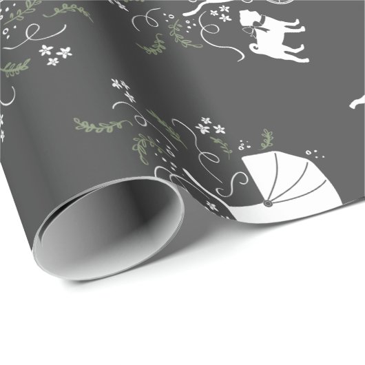 Pug Dog Baby shower Grey Puppy Gender Neutral Cadeaupapier (Rol Hoek)