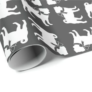 Pug Dog Baby shower Grey Puppy Gender Neutral Cadeaupapier