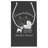 Pug Dog Baby shower Grey Puppy Gender Neutral Klein Cadeauzakje (Achterkant)