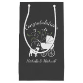 Pug Dog Baby shower Grey Puppy Gender Neutral Klein Cadeauzakje (Voorkant)