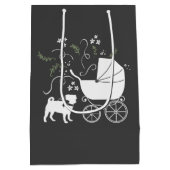Pug Dog Baby shower Grey Puppy Gender Neutral Medium Cadeauzakje (Achterkant)