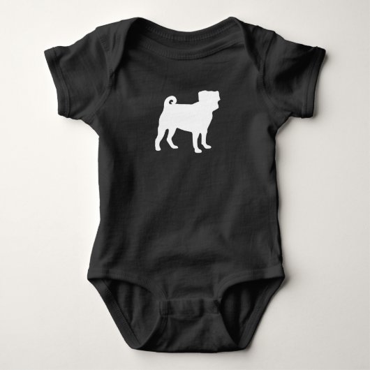 Pug Dog Baby shower Grey Puppy Gender Neutral Romper (Voorkant)