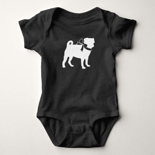Pug Dog Baby shower Grey Puppy Gender Neutral Romper (Voorkant)