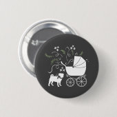 Pug Dog Baby shower Grey Puppy Gender Neutral Ronde Button 5,7 Cm (Voorkant /achterkant)