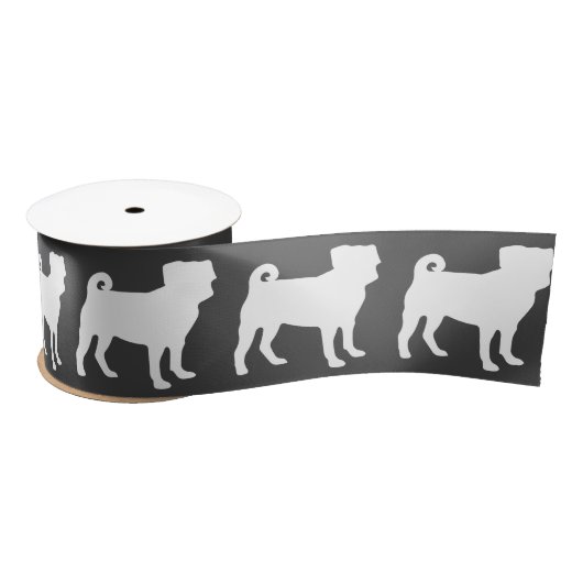 Pug Dog Baby shower Grey Puppy Gender Neutral Satijnen Lint (Spoel)
