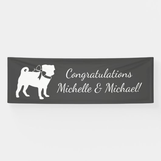 Pug Dog Baby shower Grey Puppy Gender Neutral Spandoek (Horizontaal)