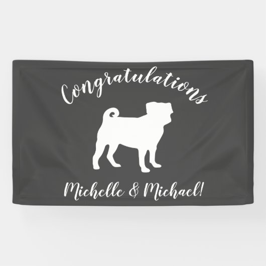 Pug Dog Baby shower Grey Puppy Gender Neutral Spandoek (Horizontaal)