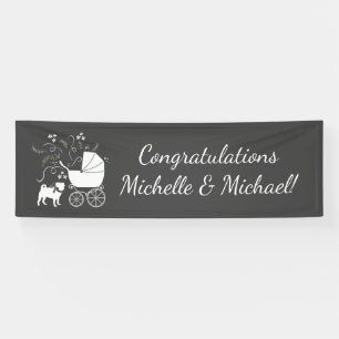 Pug Dog Baby shower Grey Puppy Gender Neutral Spandoek