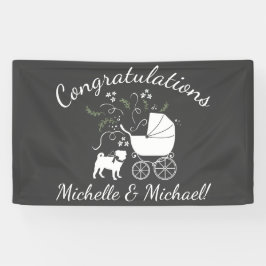 Pug Dog Baby shower Grey Puppy Gender Neutral Spandoek