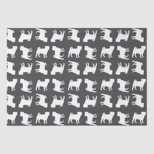 Pug Dog Baby shower Grey Puppy Gender Neutral Tissuepapier (Voorkant)