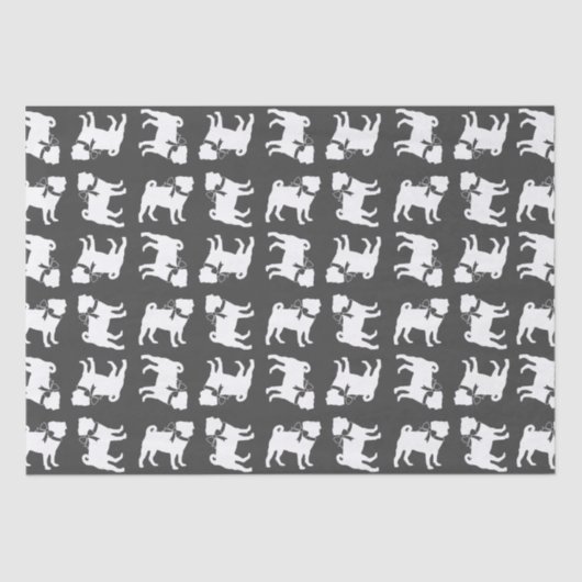 Pug Dog Baby shower Grey Puppy Gender Neutral Tissuepapier (Voorkant)