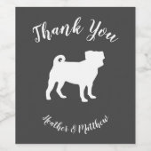 Pug Dog Baby shower Grey Puppy Gender Neutral Wijn Etiket (Enkel label)