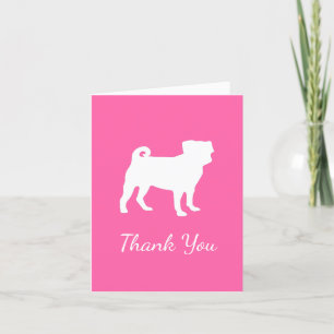Pug Dog Baby shower Pink Puppy Girl Bedankkaart