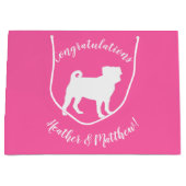 Pug Dog Baby shower Pink Puppy Girl Groot Cadeauzakje (Voorkant)