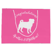 Pug Dog Baby shower Pink Puppy Girl Groot Cadeauzakje (Achterkant)