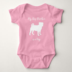 Pug Dog Baby shower Pink Puppy Girl Romper