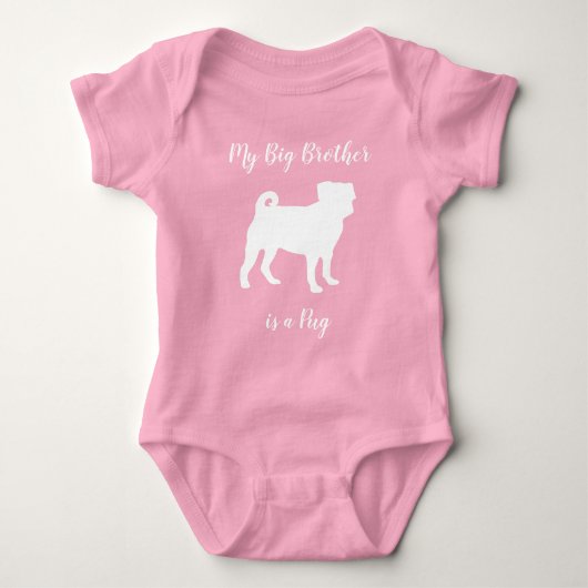 Pug Dog Baby shower Pink Puppy Girl Romper (Voorkant)