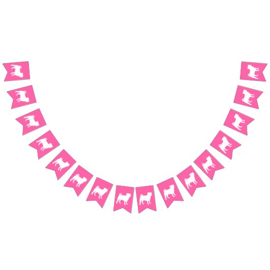 Pug Dog Baby shower Pink Puppy Girl Vlaggetjes (Alle)