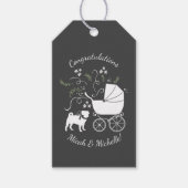 Pug Dog Baby shower Thema Puppy Gender Neutraal Cadeaulabel (Voorkant)