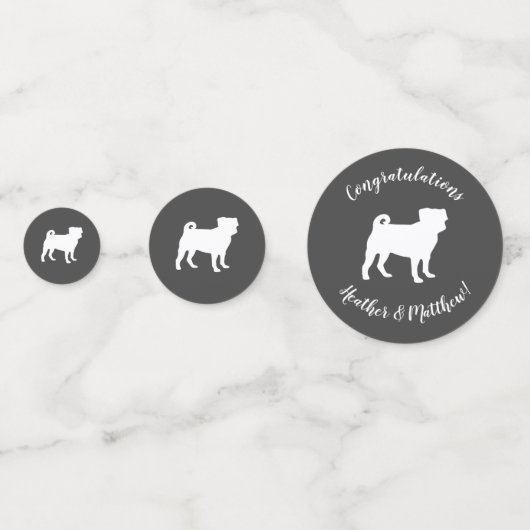 Pug Dog Baby shower Thema Puppy Gender Neutraal Confetti (Voorkanten)