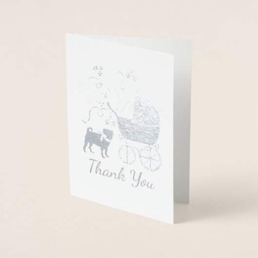 Pug Dog Baby shower Thema Puppy Gender Neutraal Folie Kaarten (Voorkant)