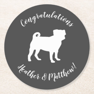 Pug Dog Baby shower Thema Puppy Gender Neutraal Ronde Kartonnen Onderzetter