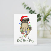 Pug Dog Bah Humpug Funny Kerstmis Feestdagenkaart (Staand voorkant)