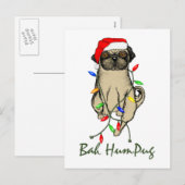 Pug Dog Bah Humpug Funny Kerstmis Feestdagenkaart (Voorkant / Achterkant)