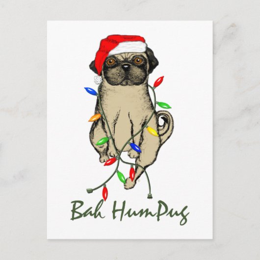 Pug Dog Bah Humpug Funny Kerstmis Feestdagenkaart (Voorkant)
