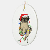 Pug Dog Bah Humpug Funny Kerstmis Keramisch Ornament (Links)