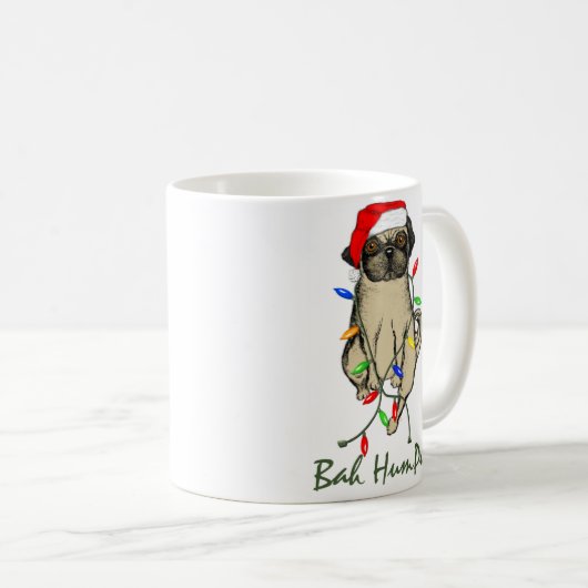 Pug Dog Bah Humpug Funny Kerstmis Koffiemok (Voorkant rechts)
