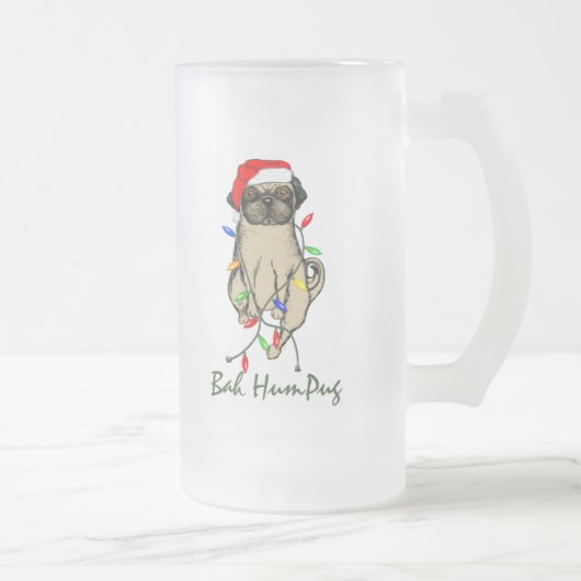 Pug Dog Bah Humpug Funny Kerstmis Matglas Bierpul (Rechts)