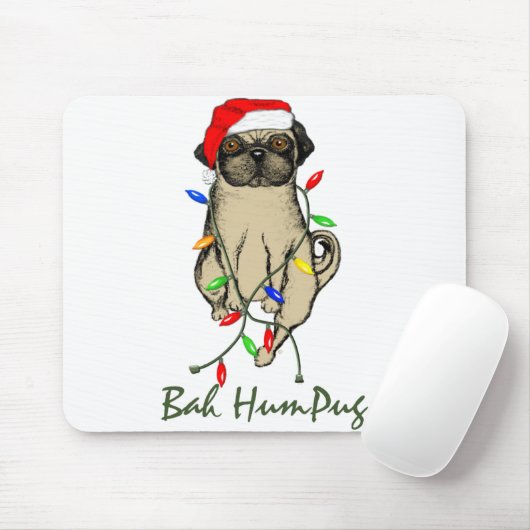 Pug Dog Bah Humpug Funny Kerstmis Muismat (Met muis)