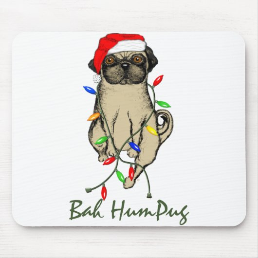 Pug Dog Bah Humpug Funny Kerstmis Muismat (Voorkant)