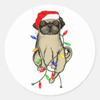 Pug Dog Bah Humpug Funny Kerstmis Ronde Sticker
