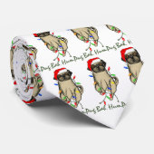Pug Dog Bah Humpug Funny Kerstmis Stropdas (Opgerold)