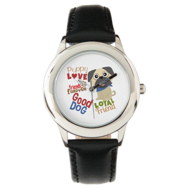 Pug Dog Best Friend Horloge (Voorkant)
