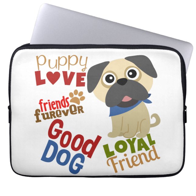 Pug Dog Best Friend Laptop Sleeve (Voorkant)