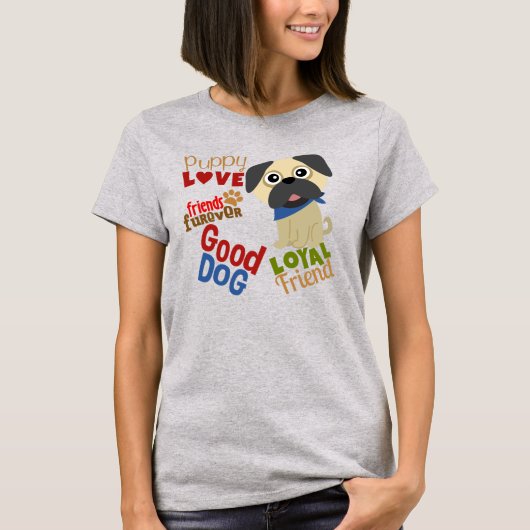 Pug Dog Best Friend T-shirt (Voorkant)