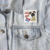 Pug Dog Best Friend Vierkante Button 5,1 Cm (In situ)