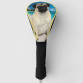 Pug Dog bij het Beach Golf Head Hoesje Golfheadcover (Voorkant)