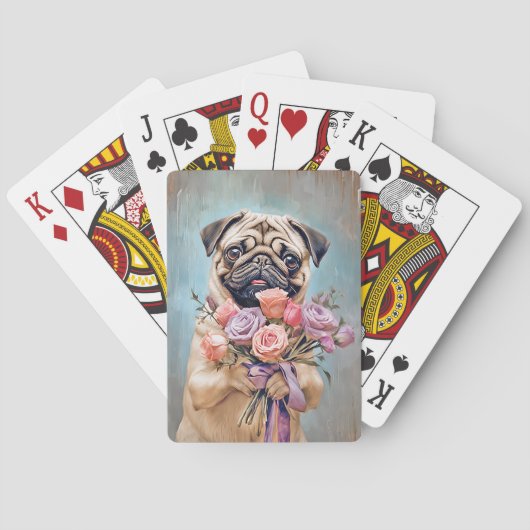 Pug Dog Bloem Boeket Pokerkaarten (Achterkant)