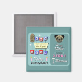 Pug Dog Bowling Tiki Nacht Magneet (Voorkant / Achterkant)