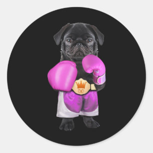 Pug Dog Boxing Funny Fitness Gym Workout Ronde Sticker