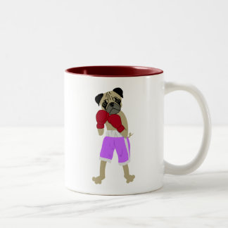 Pug Dog Boxing Ghandschoenen Boxer Tweekleurige Koffiemok