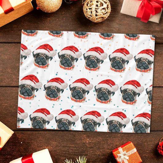 Pug Dog Breed Christmas Stars Fleece Deken